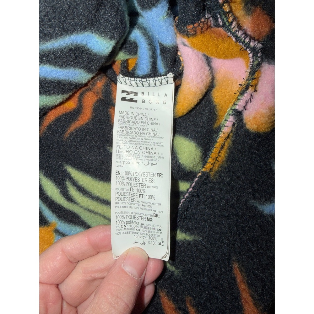 Billabong Fleece Pullover Women L Multicolor Tropical Adventure Division Zip - Picture 2 of 3